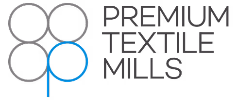 Logo with four interconnected circles forming the letters P and T, with the text Premium Textile Mills to the right.