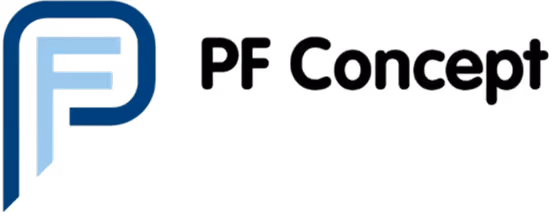 Logo with stylized letters P and F in blue and white next to the text 'PF Concept'.