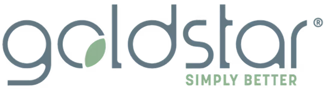 Goldstar logo with a green leaf inside the letter 'o' and the slogan 'Simply Better' below.