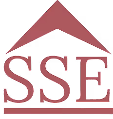 Logo with letters SSE below a roof-like triangular shape.