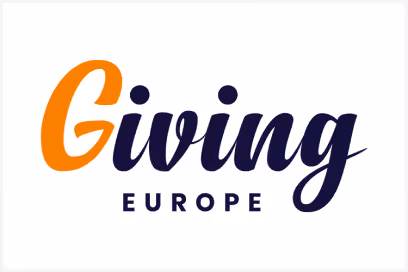 Giving Europe logo with 'Giving' in orange and navy script and 'Europe' in navy uppercase letters.