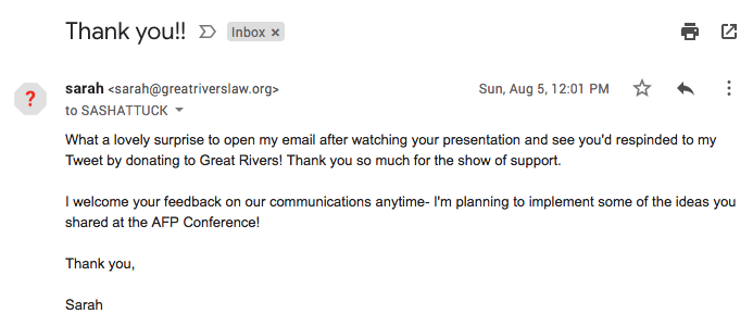 personal email from Great Rivers