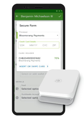 Bloomerang Mobile App with Card Swiper