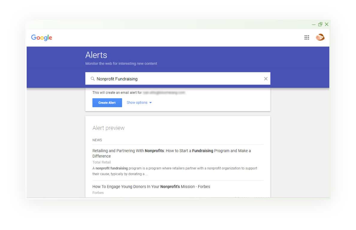 Google Alerts Screenshot