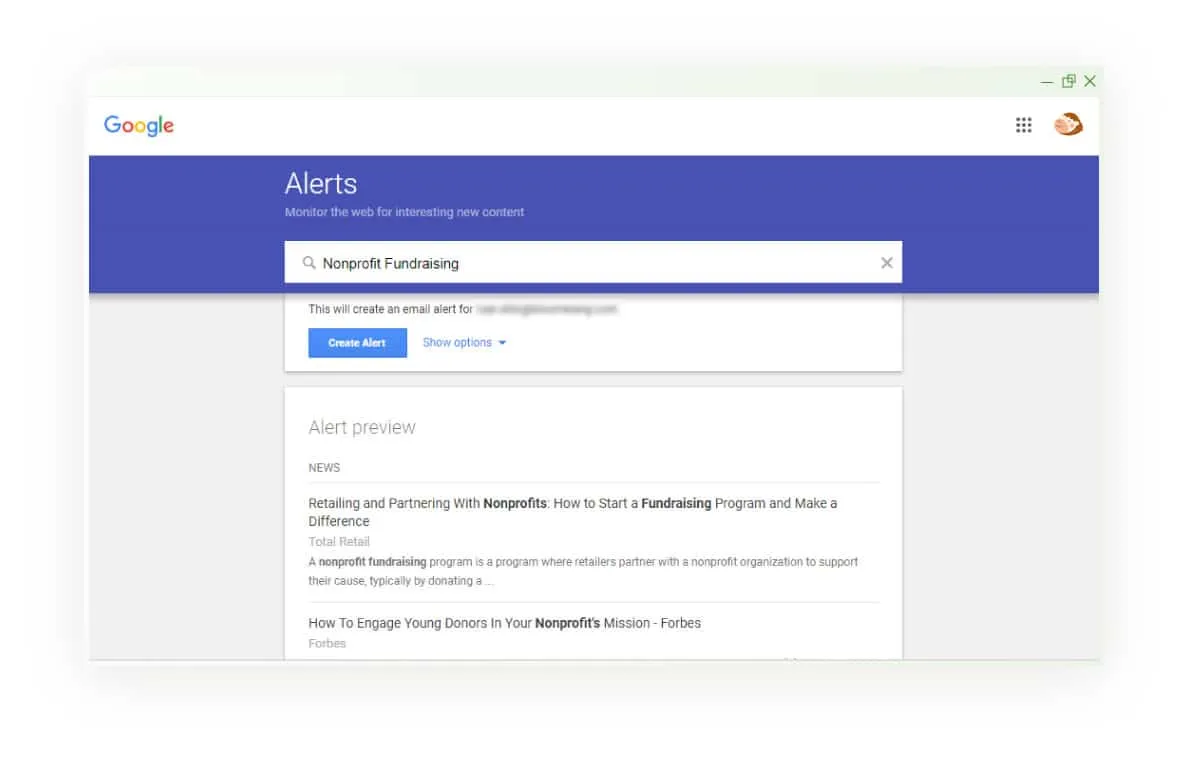 Google Alerts Screenshot