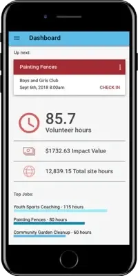 The Get Connected volunteer app on an iPhone screen