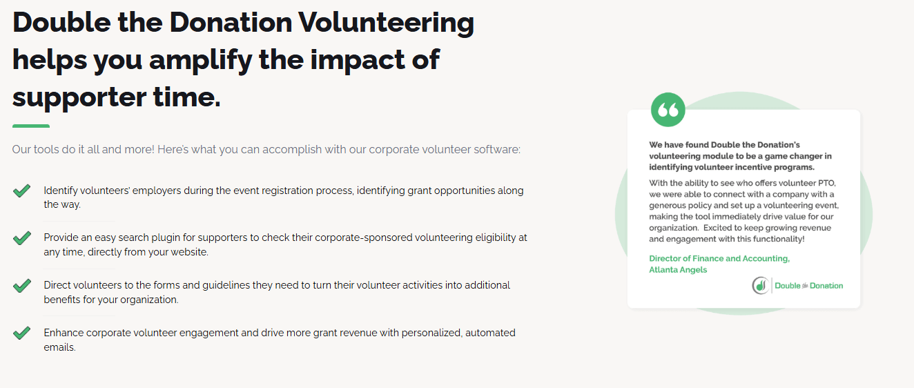 Double the Donation Volunteering information page