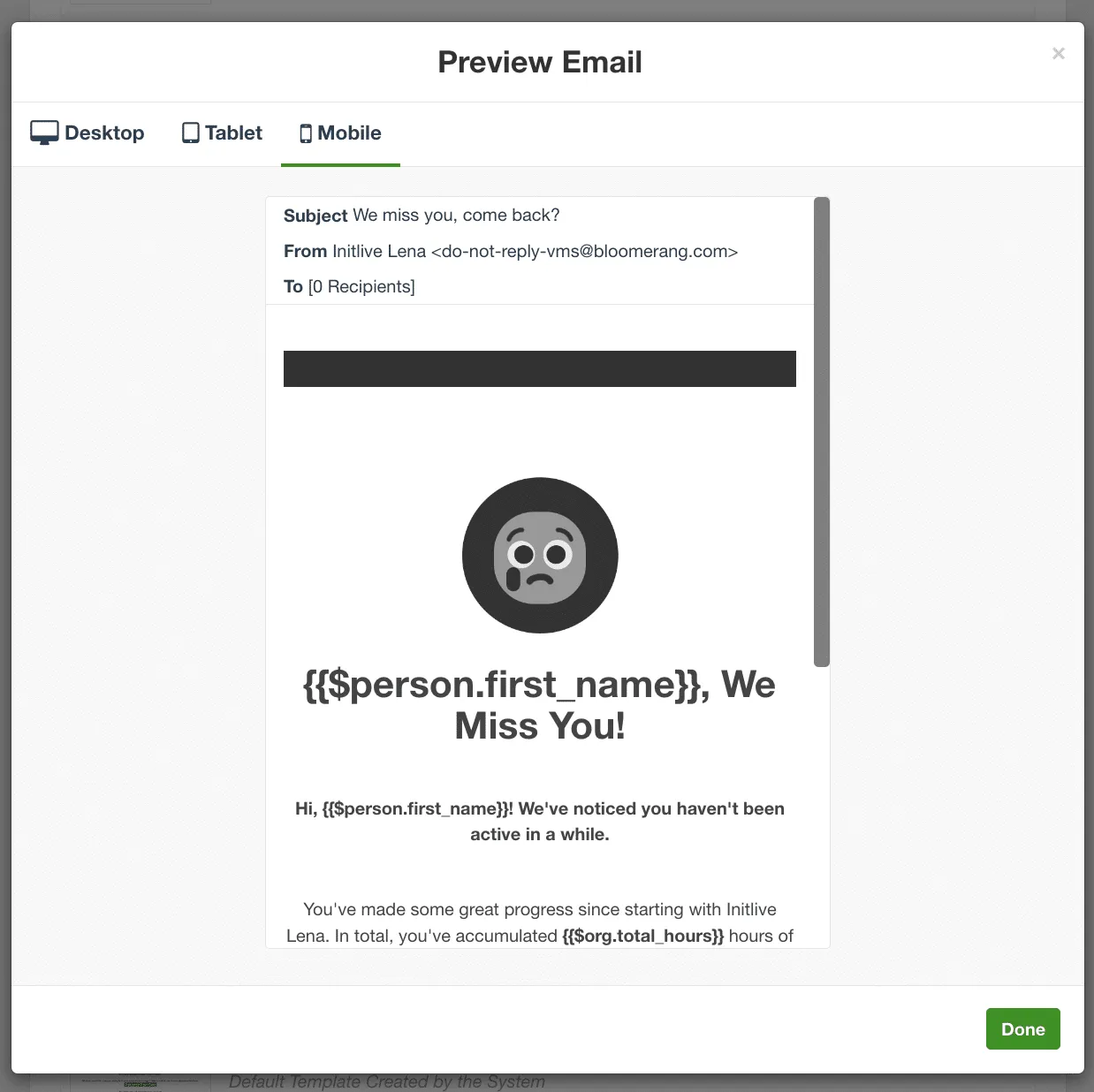 Volunteer automation email