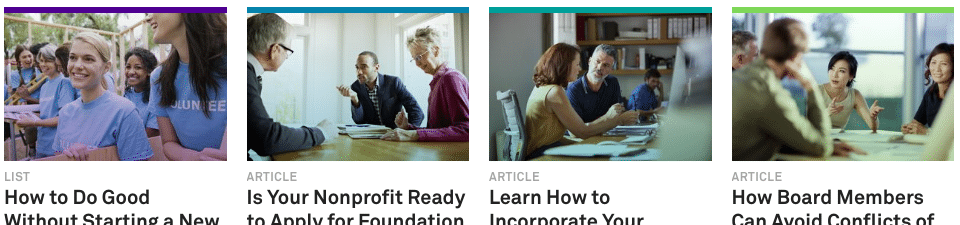 screenshot of fundraising articles