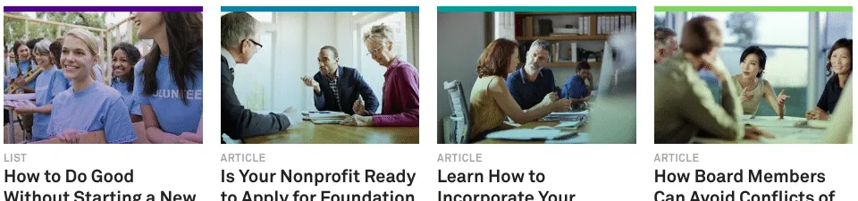 screenshot of fundraising articles