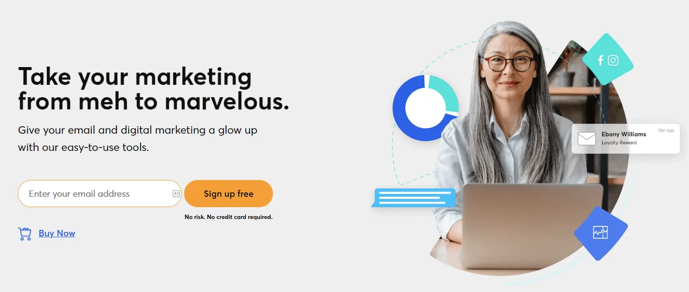 Screenshot of the Constant Contact homepage