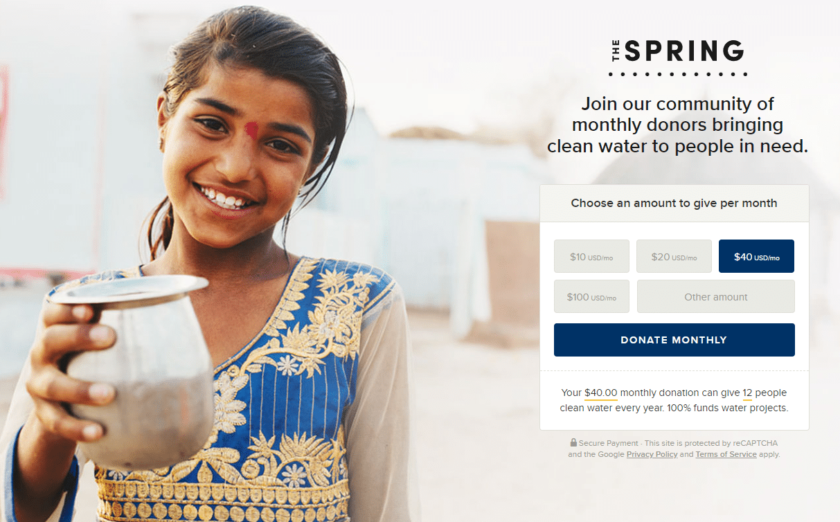 The Spring is charity: water
