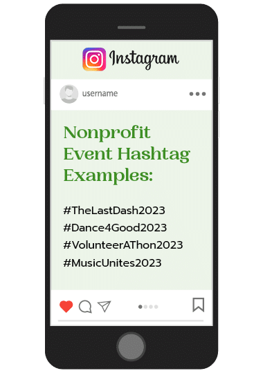 These example hashtags (listed in the bullet points below the image) are effective for promoting an event on Instagram because they’re brief and timely.