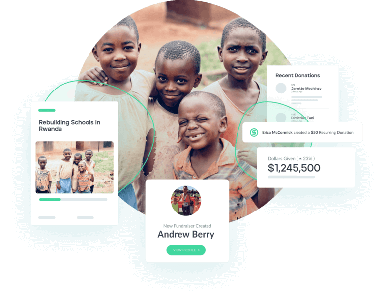 This image shows how Donately's online fundraising platform works.