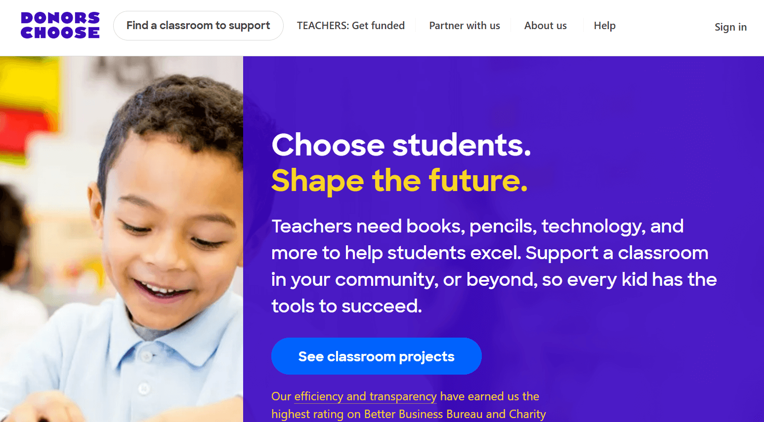 DonorsChoose homepage