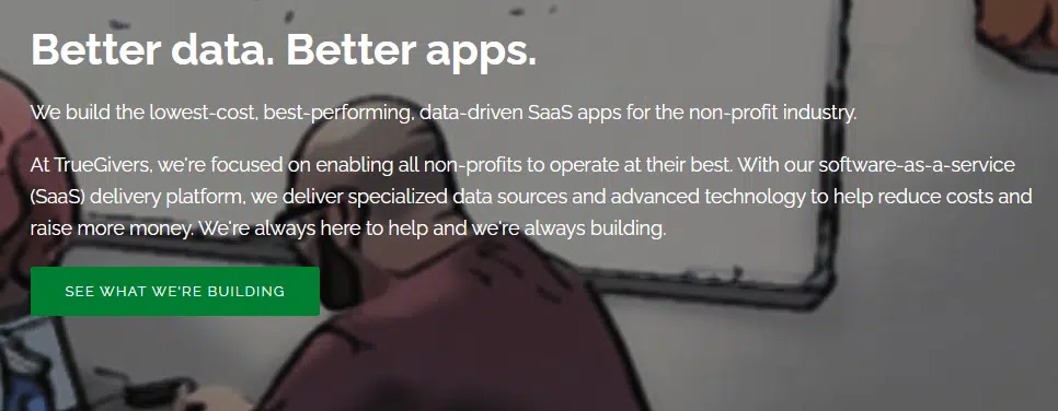 This is a screenshot of the TrueGivers homepage.