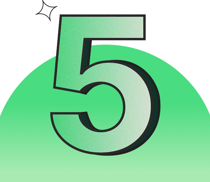 A 5 with a green gradient