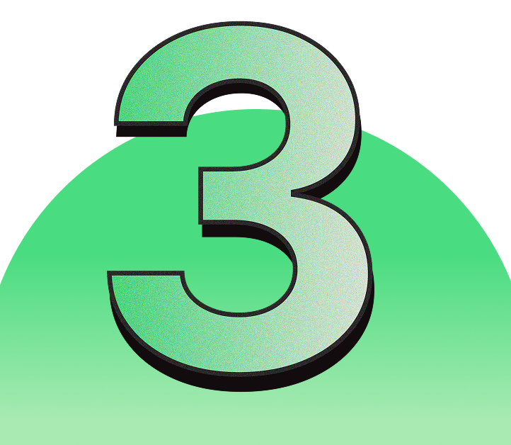  A 3 with a green gradient
