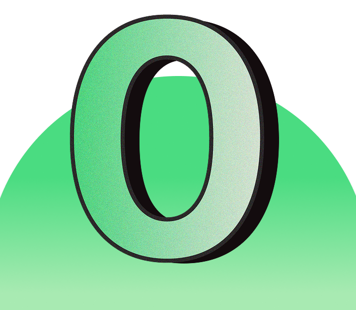 A 0 with a green gradient