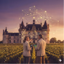 Accompagnement digital dans un vignoble de Gironde pour optimiser la gestion d'un domaine viticole grâce à l'intelligence artificielle.