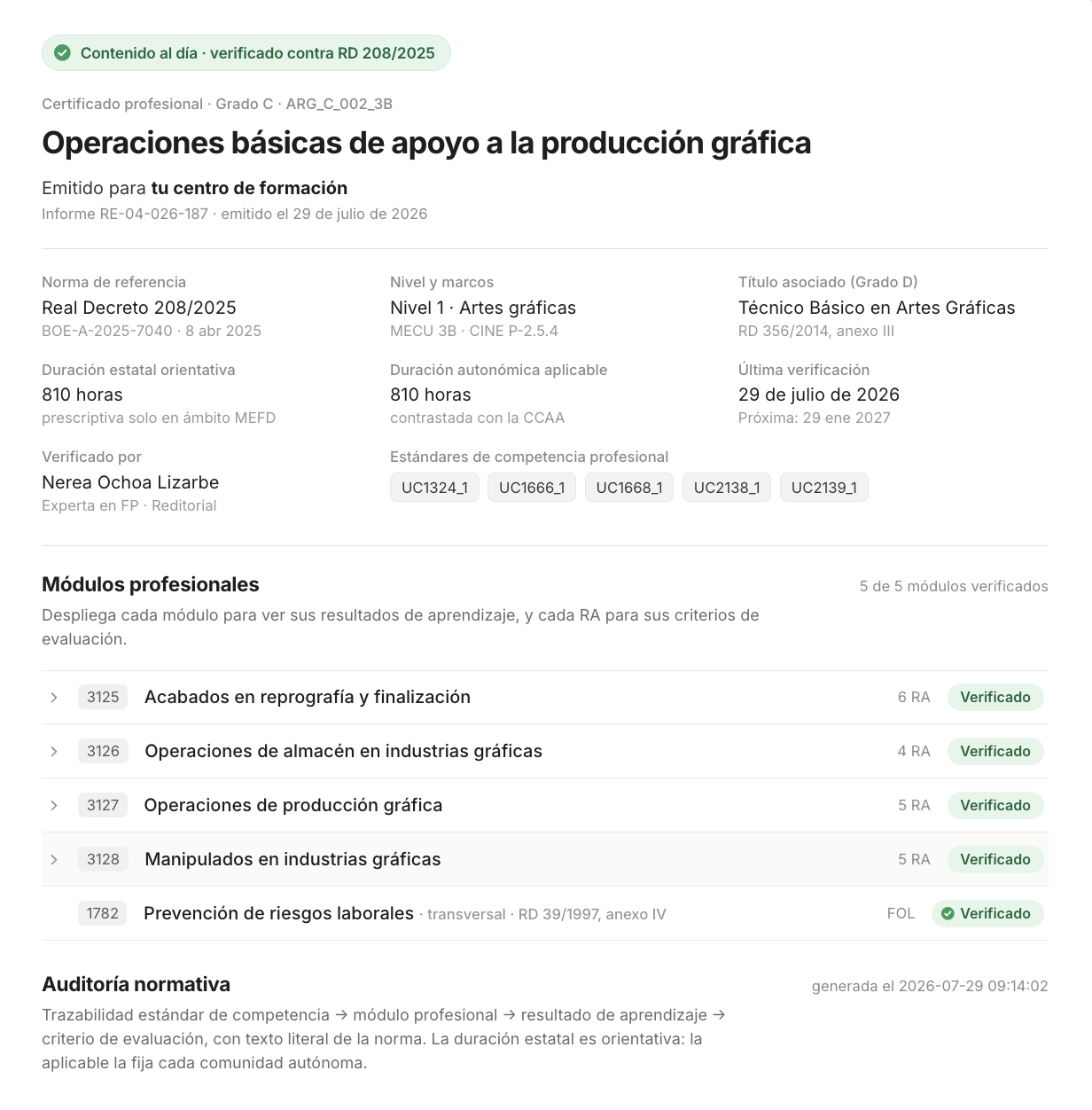 Catálogo verificado