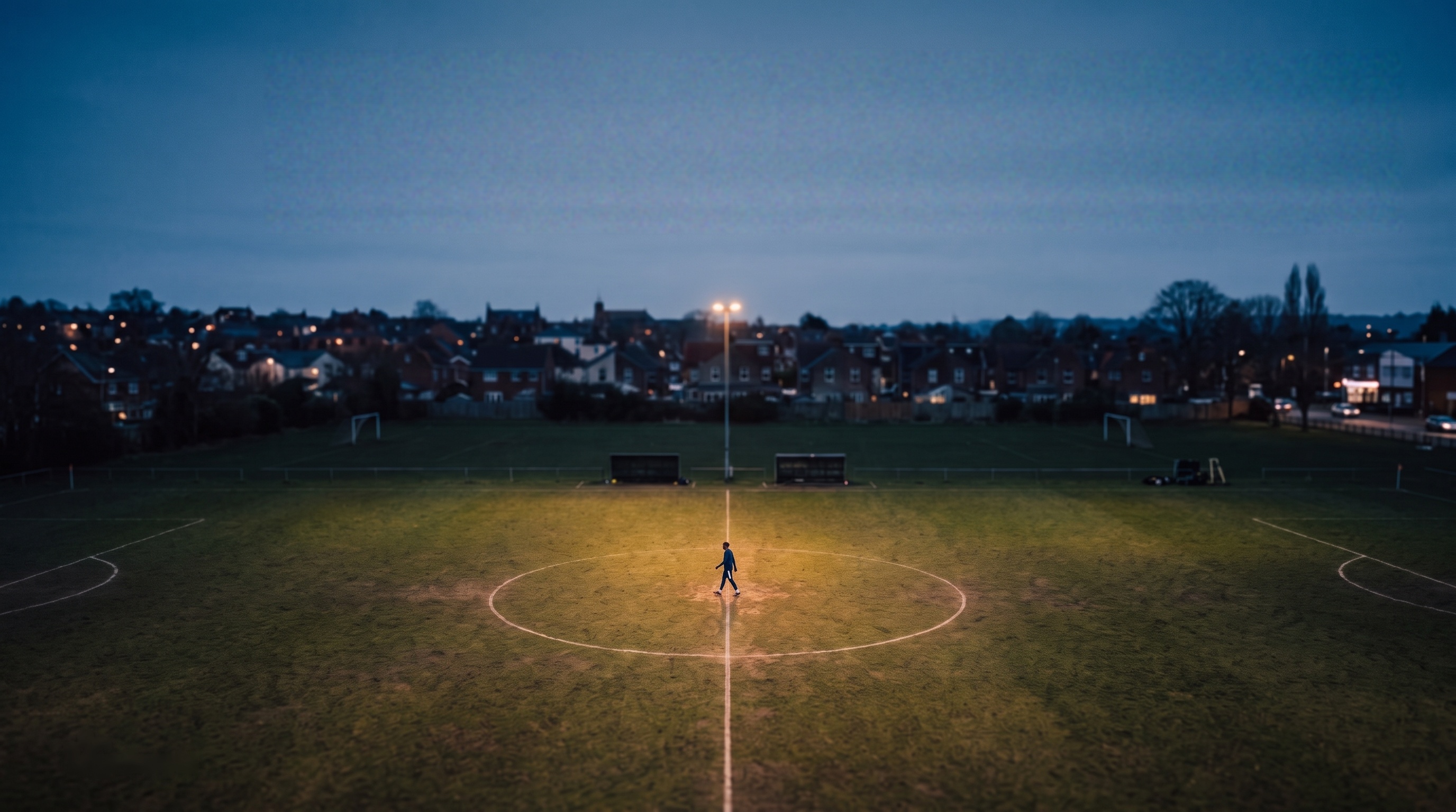 Soccer field at dusk