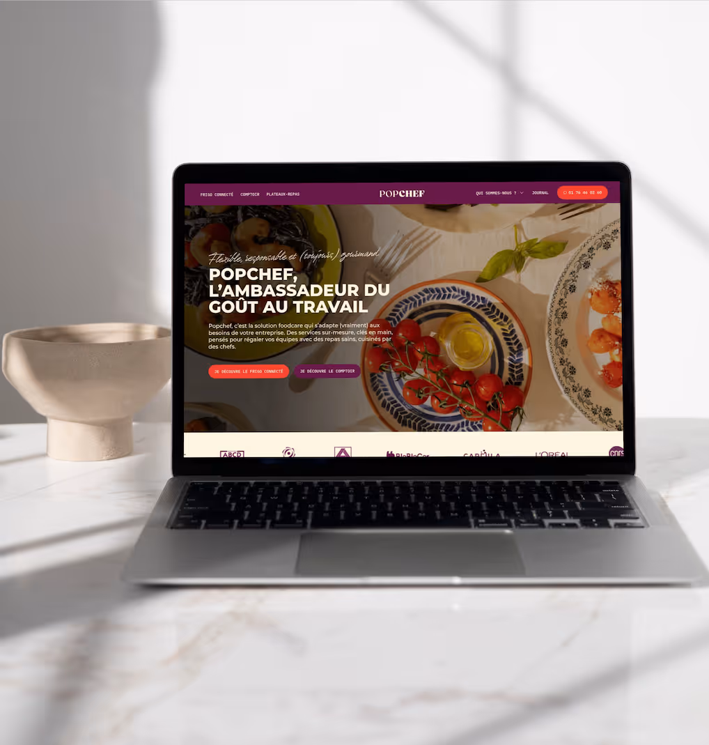 mockup du site web de Popchef