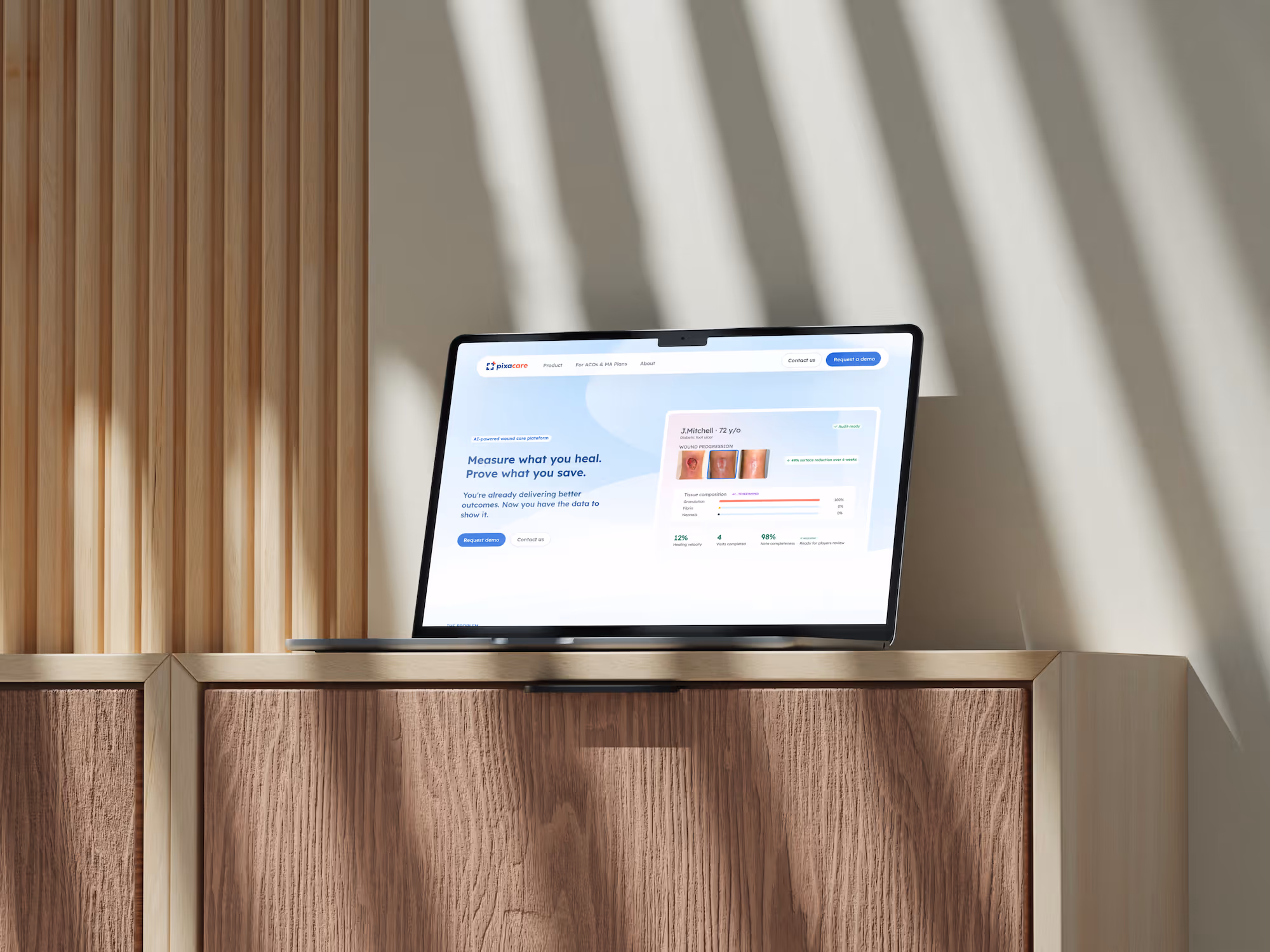 mockup du site pixacare us réalisé par Paloma Agency