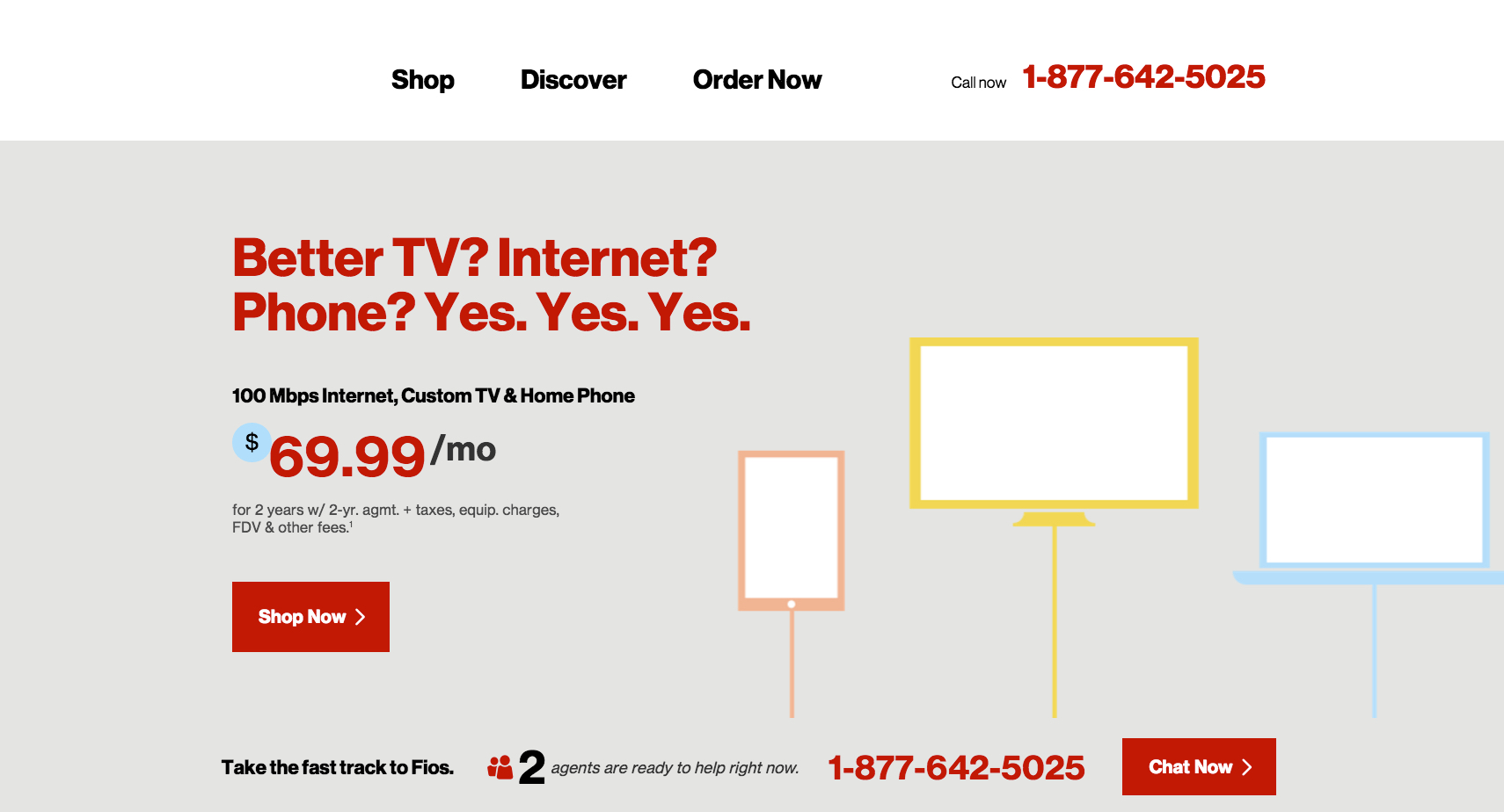 Landing page with phone number