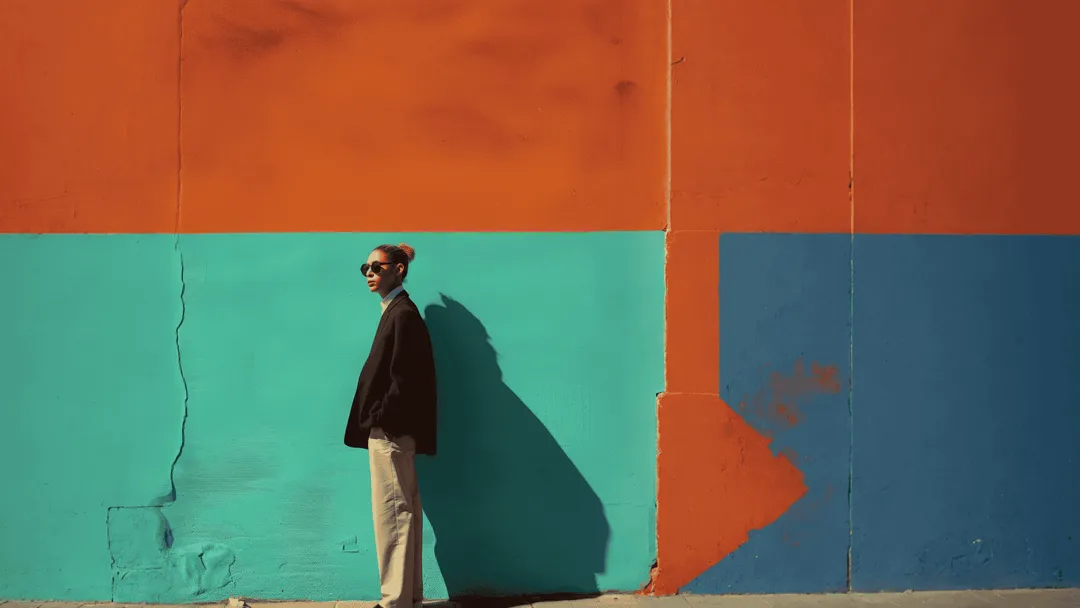 Contemplative Profile Against Colorful Backdrop