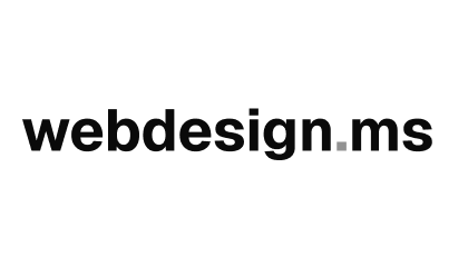 Webdesign.ms Firmenname in schwarzer Schrift mit kleinem grauen Punkt dazwischen.