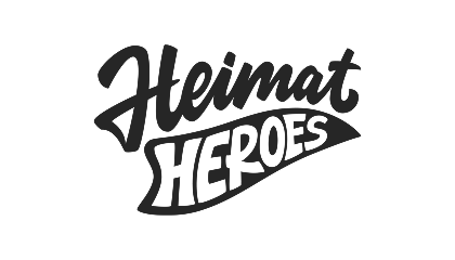 Logo mit dem Schriftzug Heimat Heroes in künstlerischer, geschwungener Schrift.