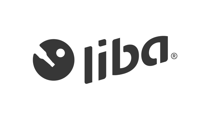 Logo der Marke Liba mit stilisiertem Symbol links vom Schriftzug.