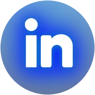 LinkedIn logo with white 'in' letters inside a blue circular background.