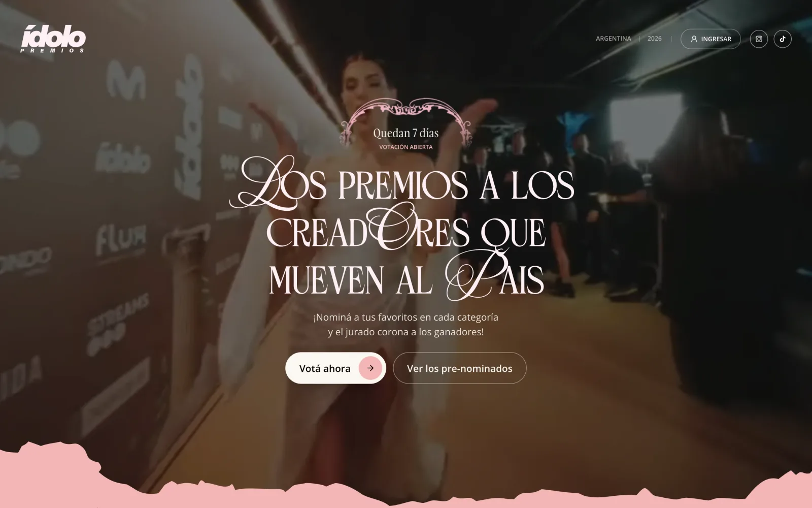 Home del sitio de los Premios Ídolo