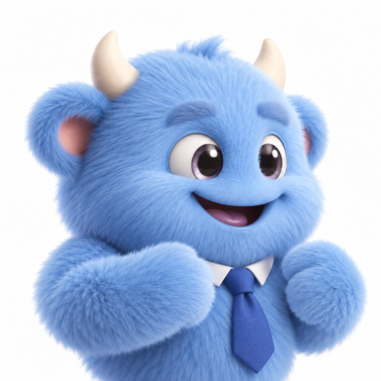 Blue AI Monster wearing a tie