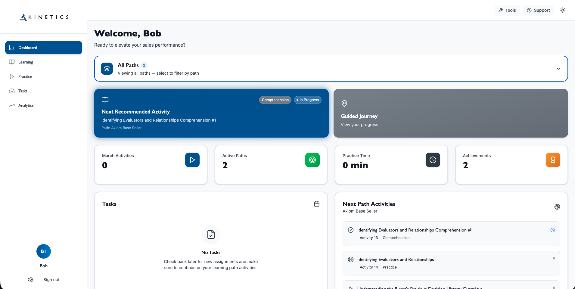Kinetics Coaching — manager team view with member progress and status