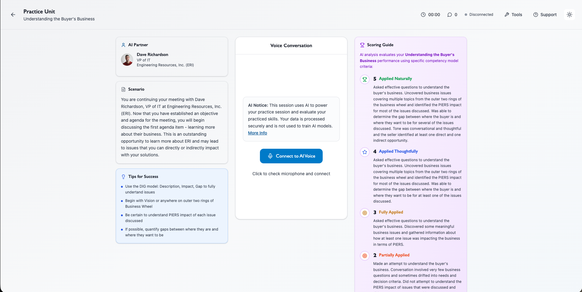 Kinetics Selling — dashboard with toolbox panel showing resources and worksheets