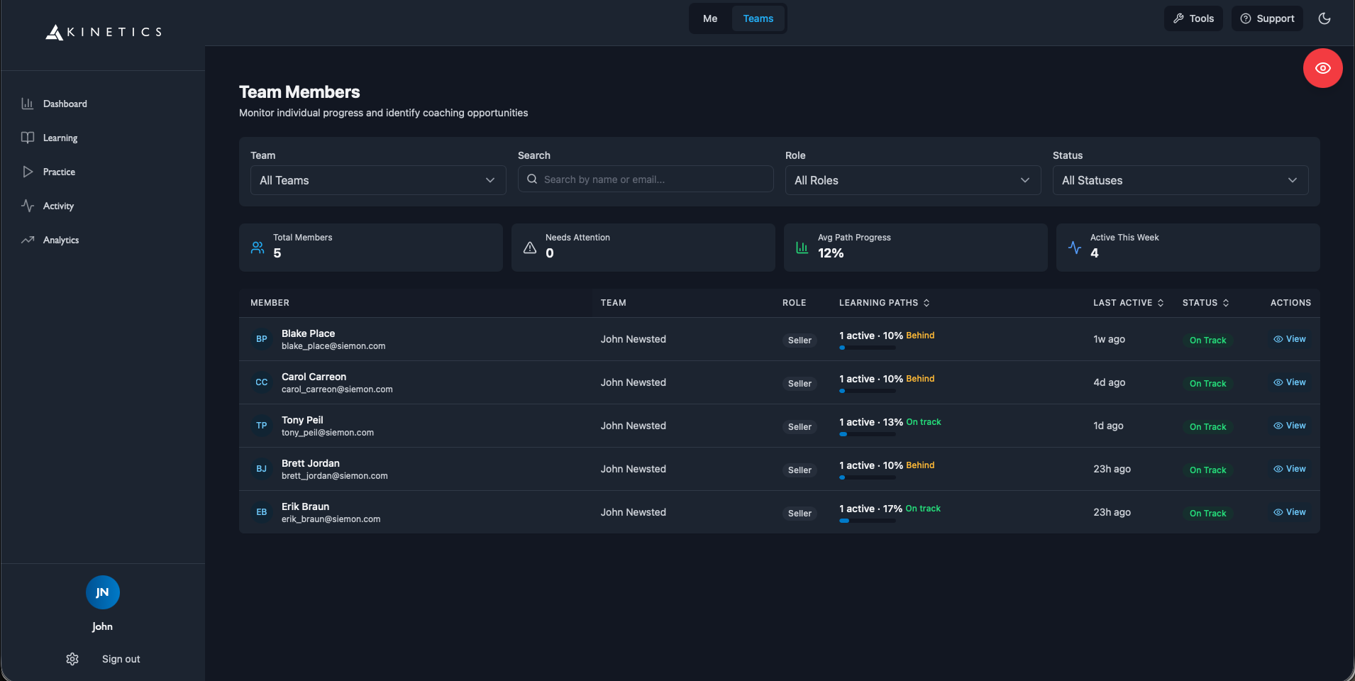 Kinetics Practice — AI partner, voice conversation, and scoring guide