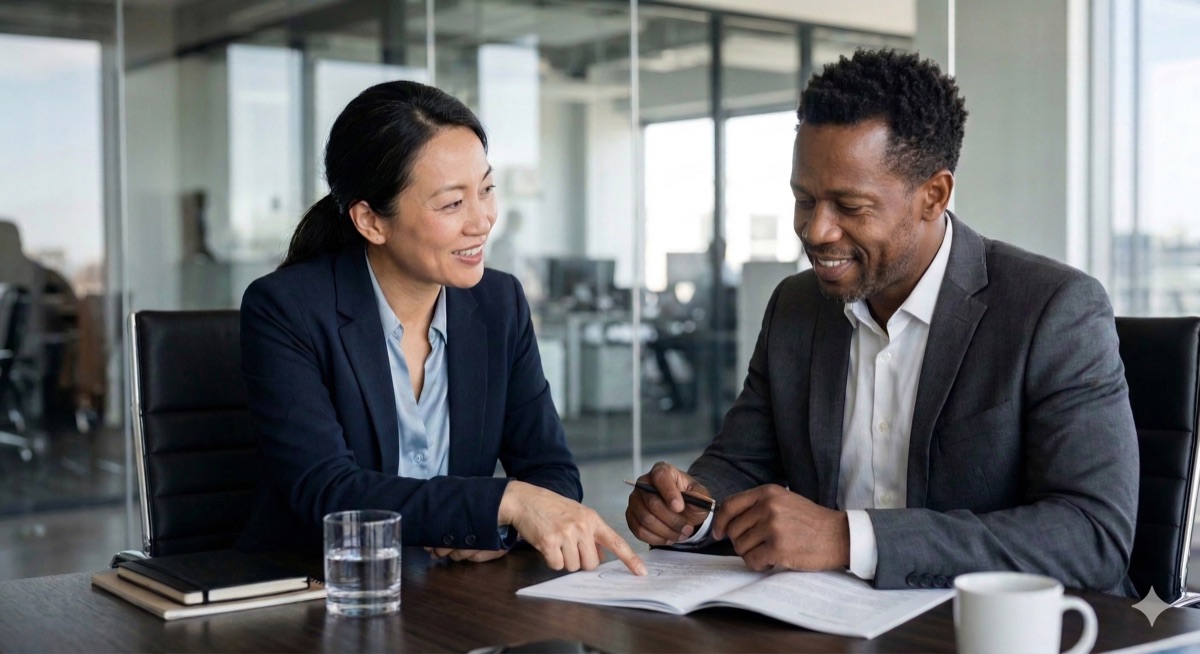 Sales team in a collaborative meeting
