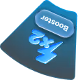 Blue button with a lightning bolt icon and the word 'Booster' written above it.