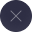 White circle with a gray X in the center on a transparent background.