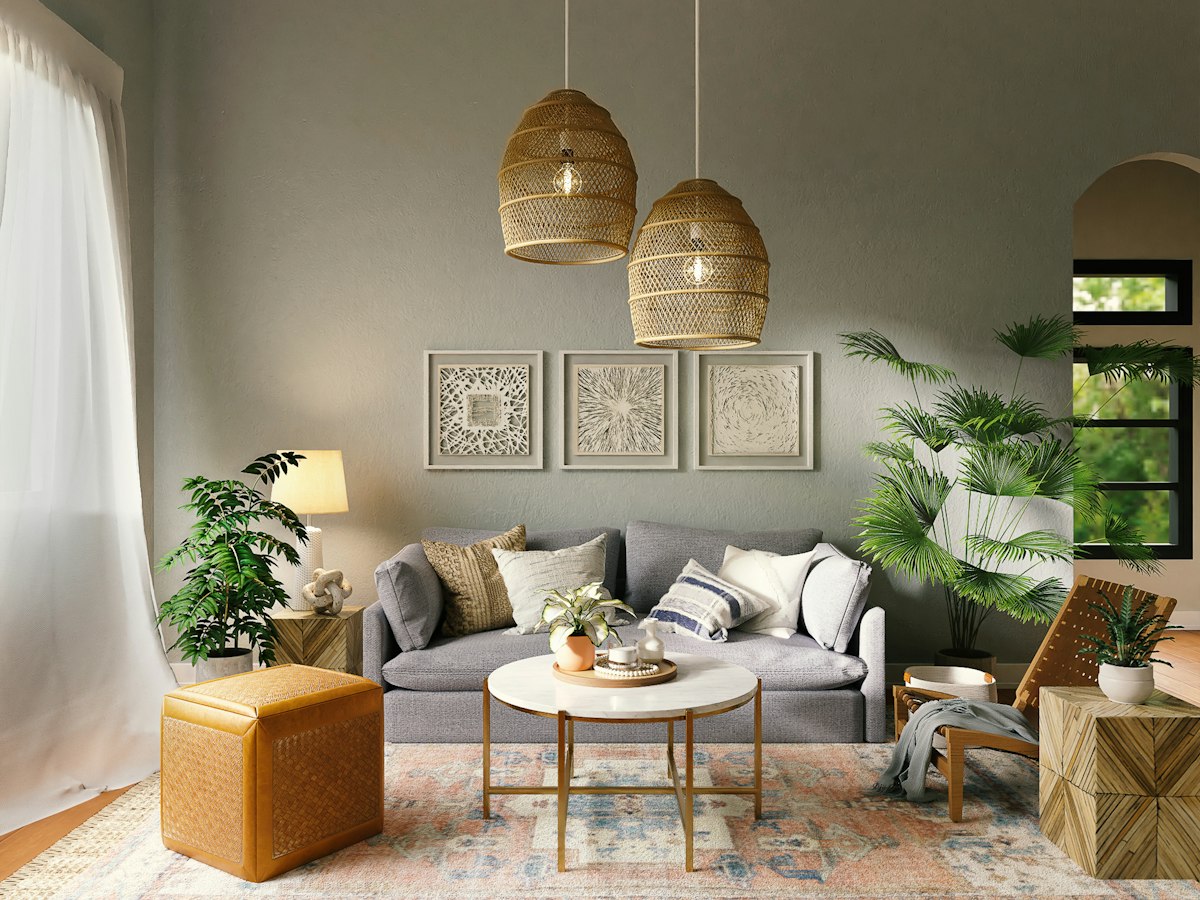 Salon chaleureux et confortable