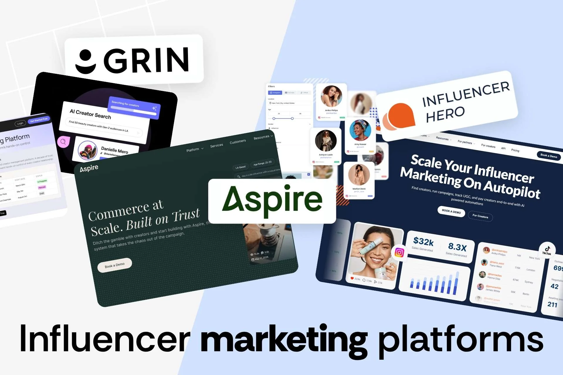 GRIN vs Aspire vs Influencer Hero: Pricing, Features, and Platform Comparison
