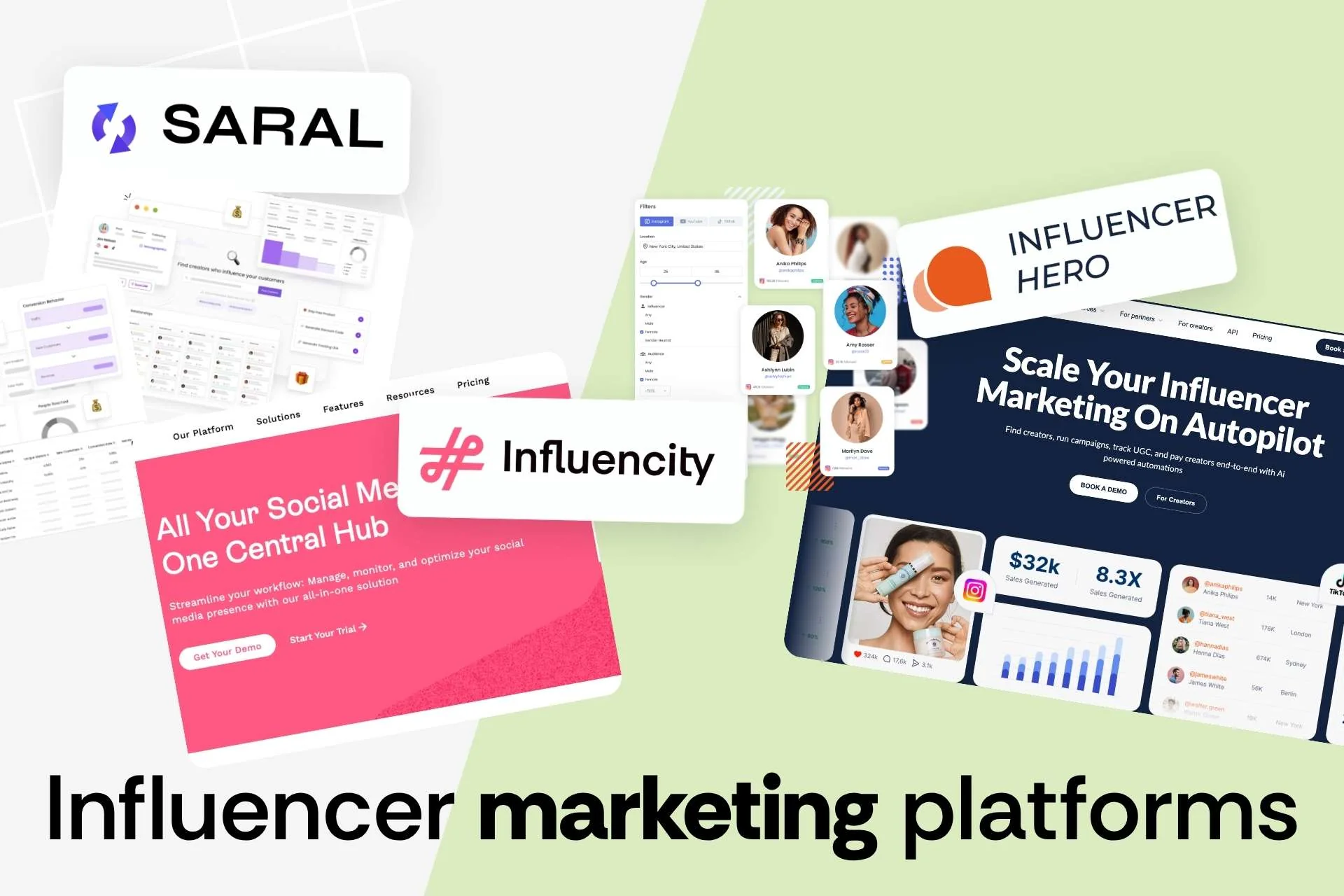 Influencer Hero vs SARAL vs Influencity: Pricing, Features, and Platform Comparison