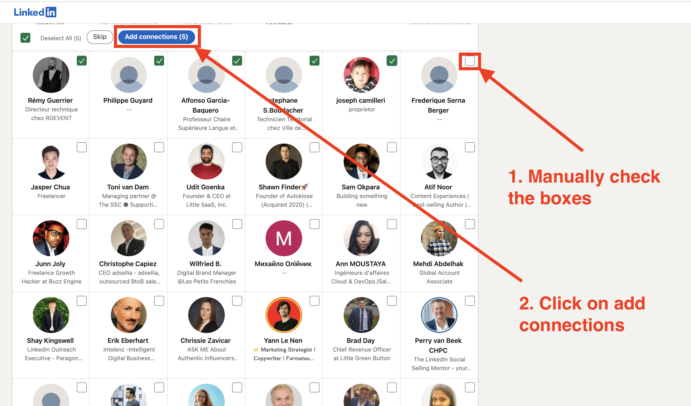 Add connection manually in Linkedin