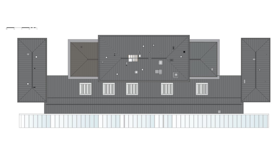 Dachaufsicht eines Gebäudes als Planungsgrundlage für Sanierung und Konstruktion