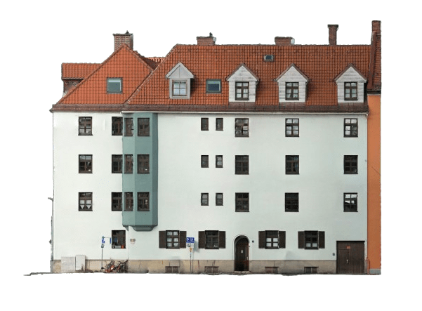 Orthofoto einer Gebäudefassade als präzise Planungsgrundlage für Bestandsdigitalisierung