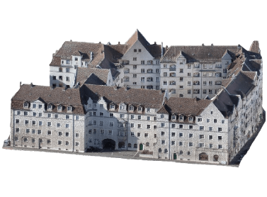 3D-Punktwolke mehrerer Gebäude zur digitalen Erfassung von Bestandsdaten