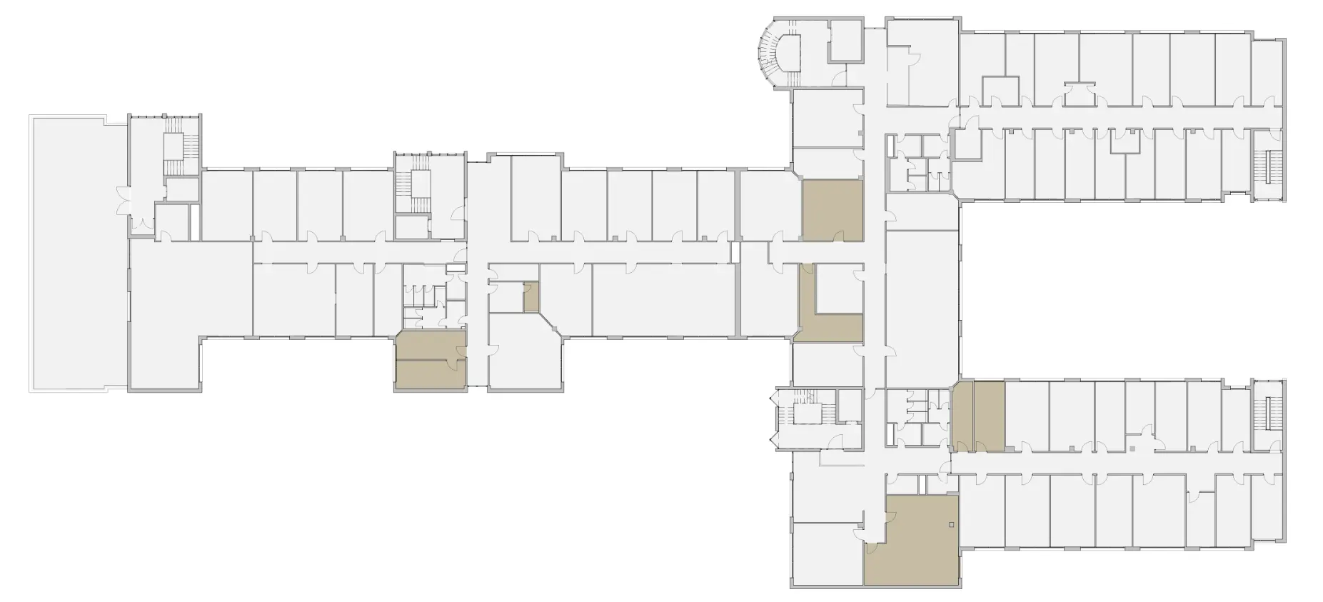 Gebäudegrundriss mit markierten Lagerflächen in Braun, Gesamtfläche 158,87 m².